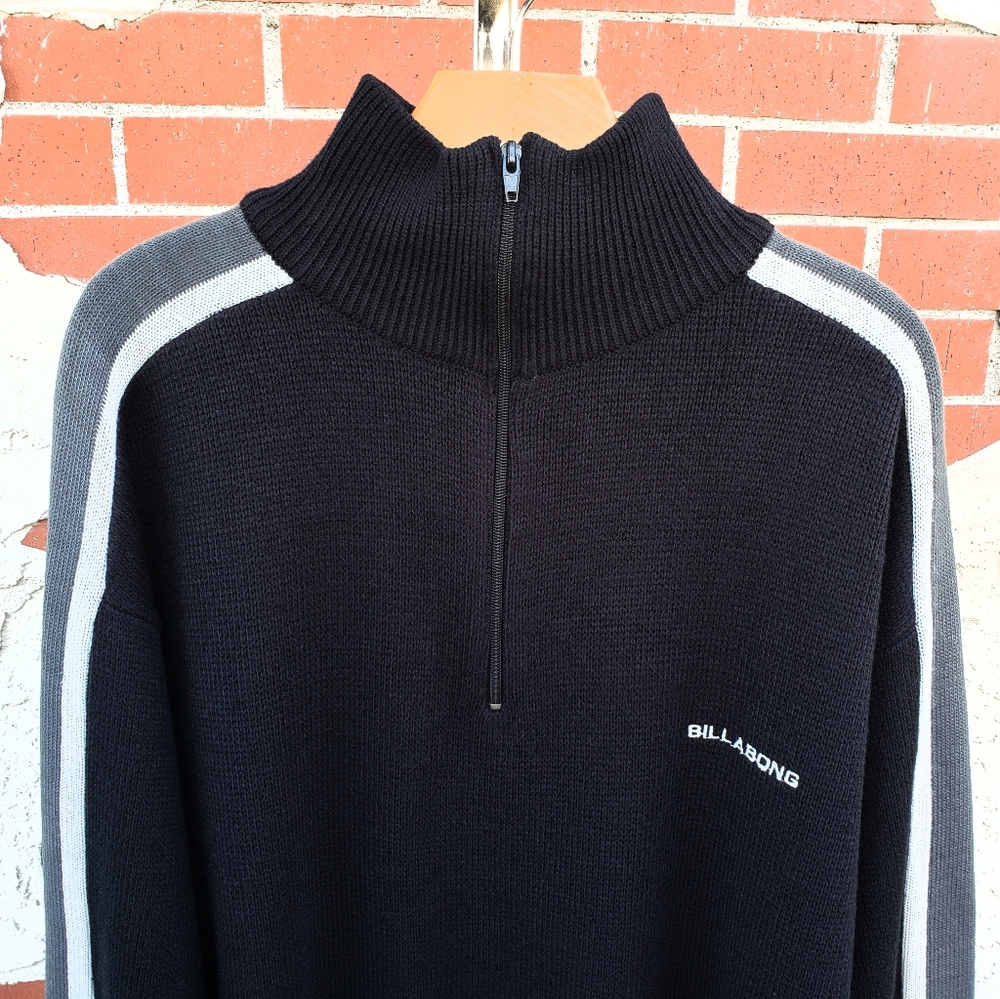 XL tall men BILLABONG 1/4 zip black sweater - Picture 5 of 15